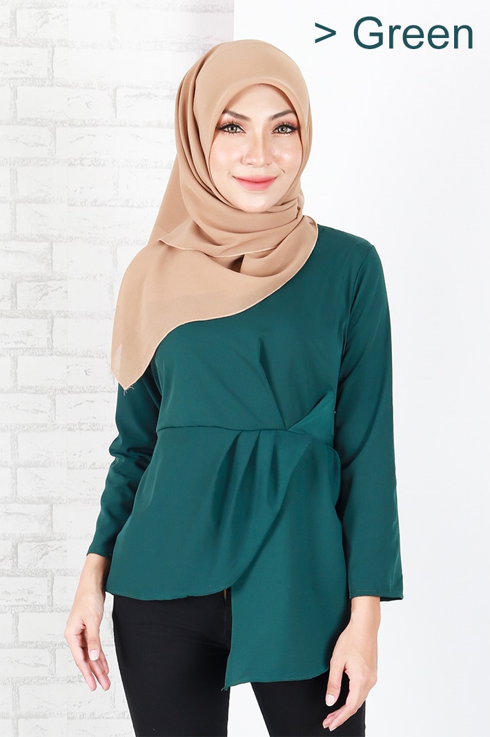 QA-655 LILY PEPLUM BLOUSE GREEN