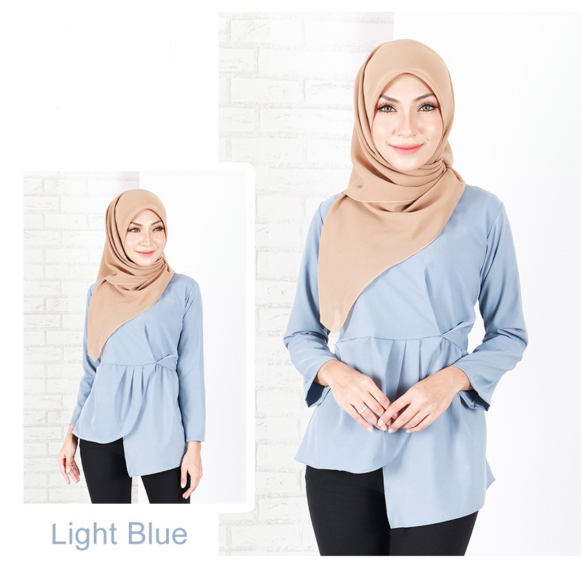 QA-655 LILY PEPLUM BLOUSE LIGHT BLUE