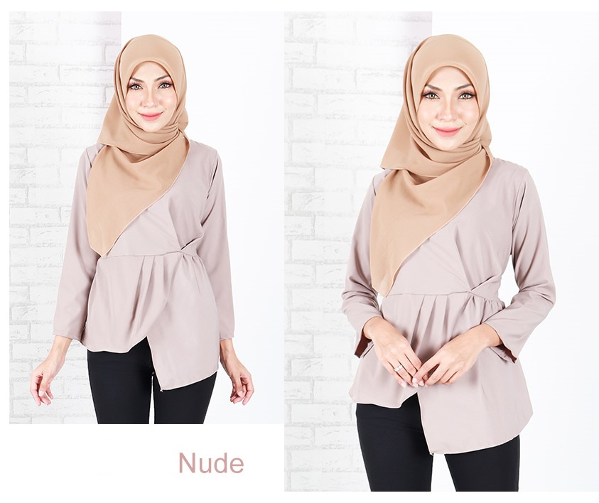 QA-655 LILY PEPLUM BLOUSE NUDE