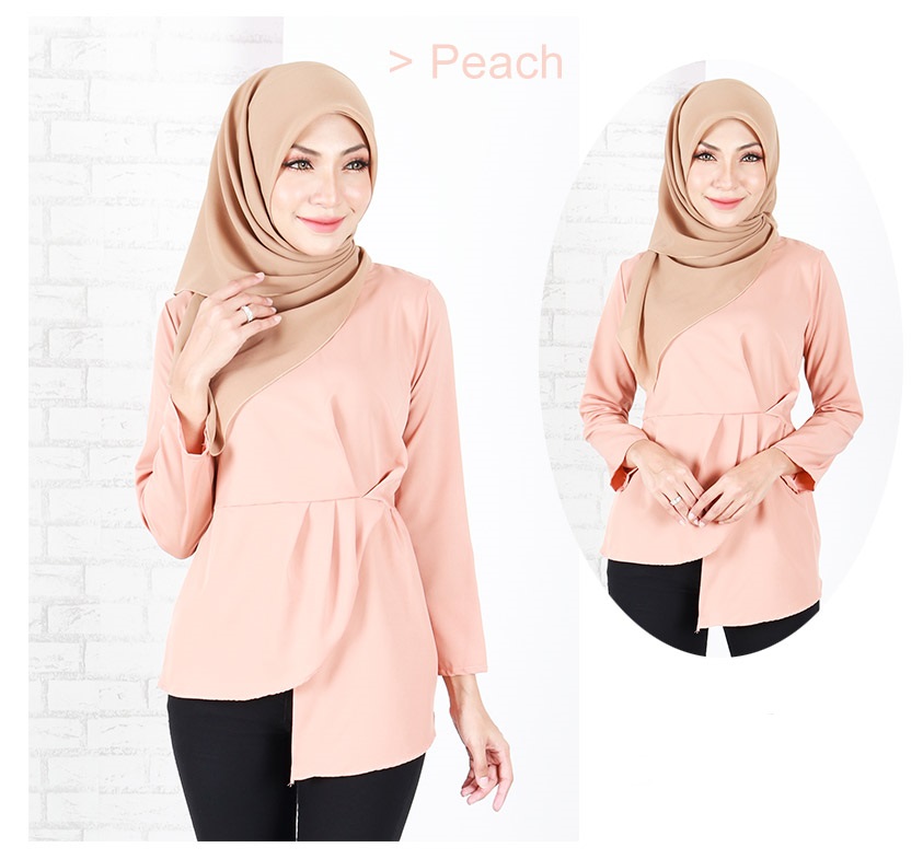 QA-655 LILY PEPLUM BLOUSE PEACH