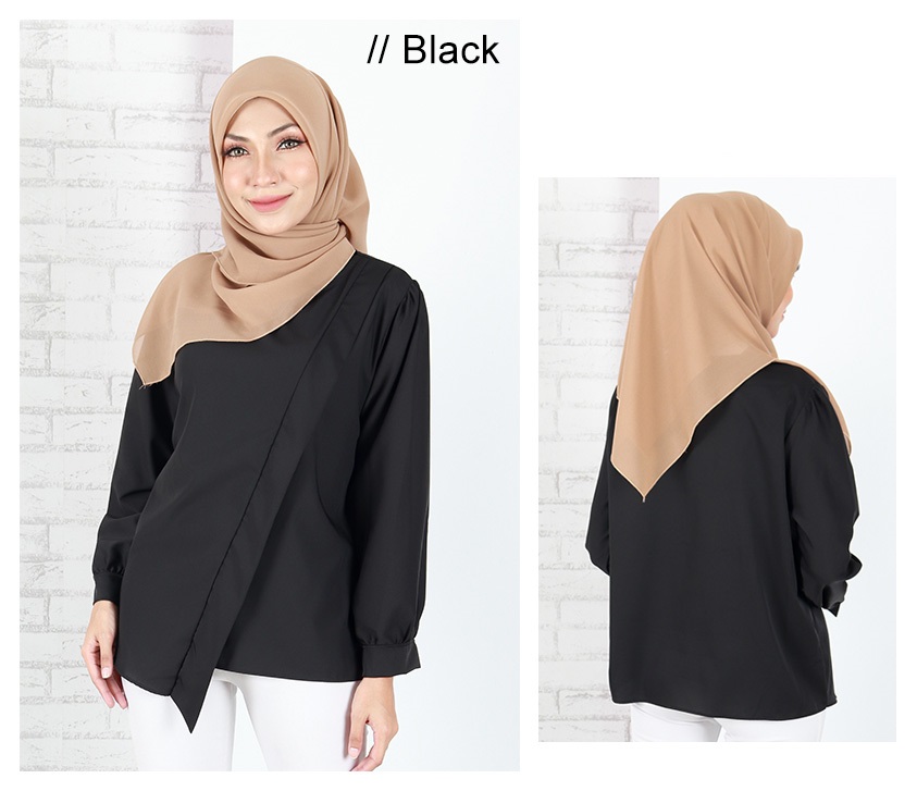 QA-656 KISTENA PLAIN BLOUSE BLACK