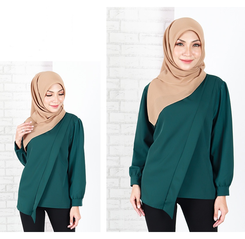 QA-656 KISTENA PLAIN BLOUSE GREEN