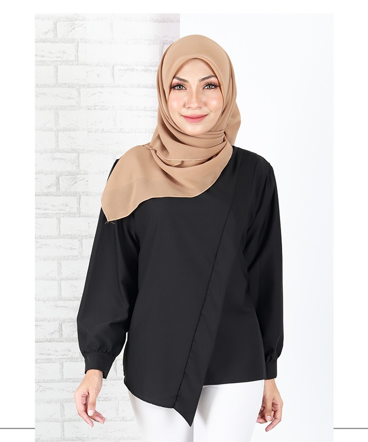 QA-656 KISTENA PLAIN BLOUSE BLACK