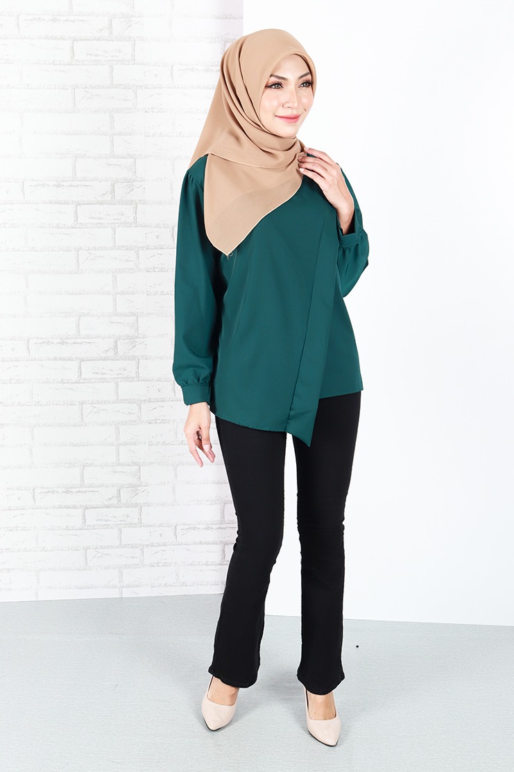 QA-656 KISTENA PLAIN BLOUSE GREEN