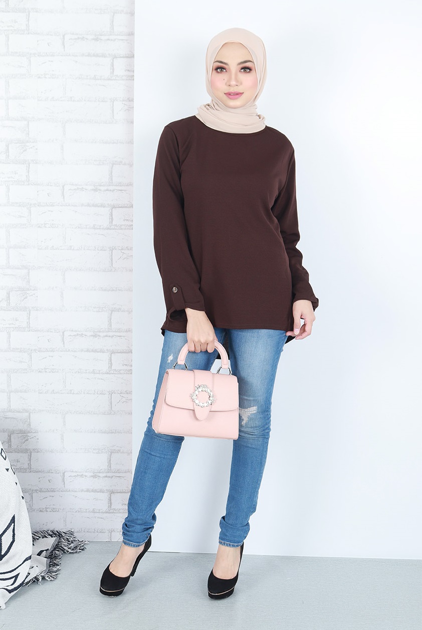 QA-657 MODERN STYLISH BLOUSE BROWN