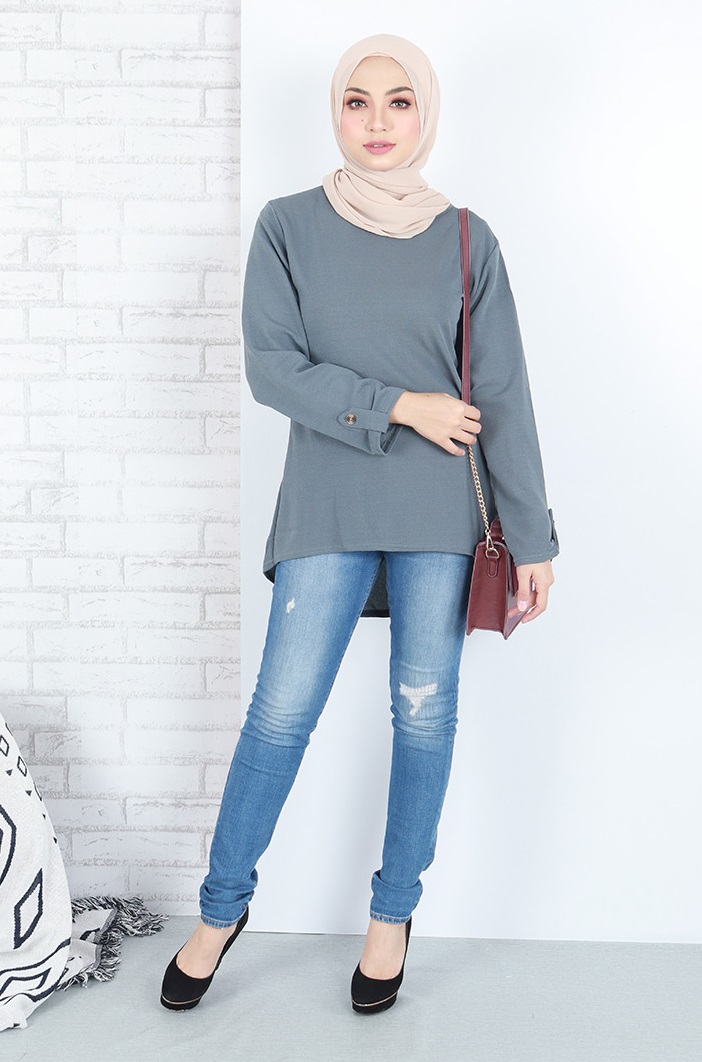 QA-657 MODERN STYLISH BLOUSE GREY