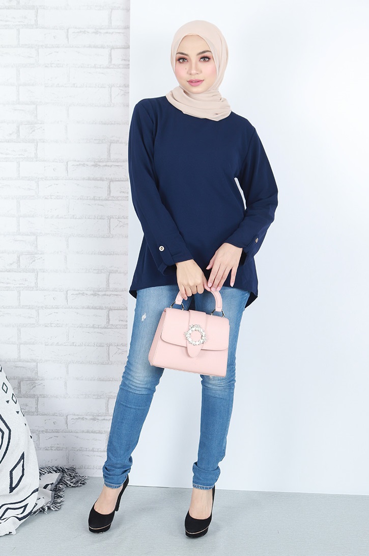 QA-657 MODERN STYLISH BLOUSE NAVY BLUE