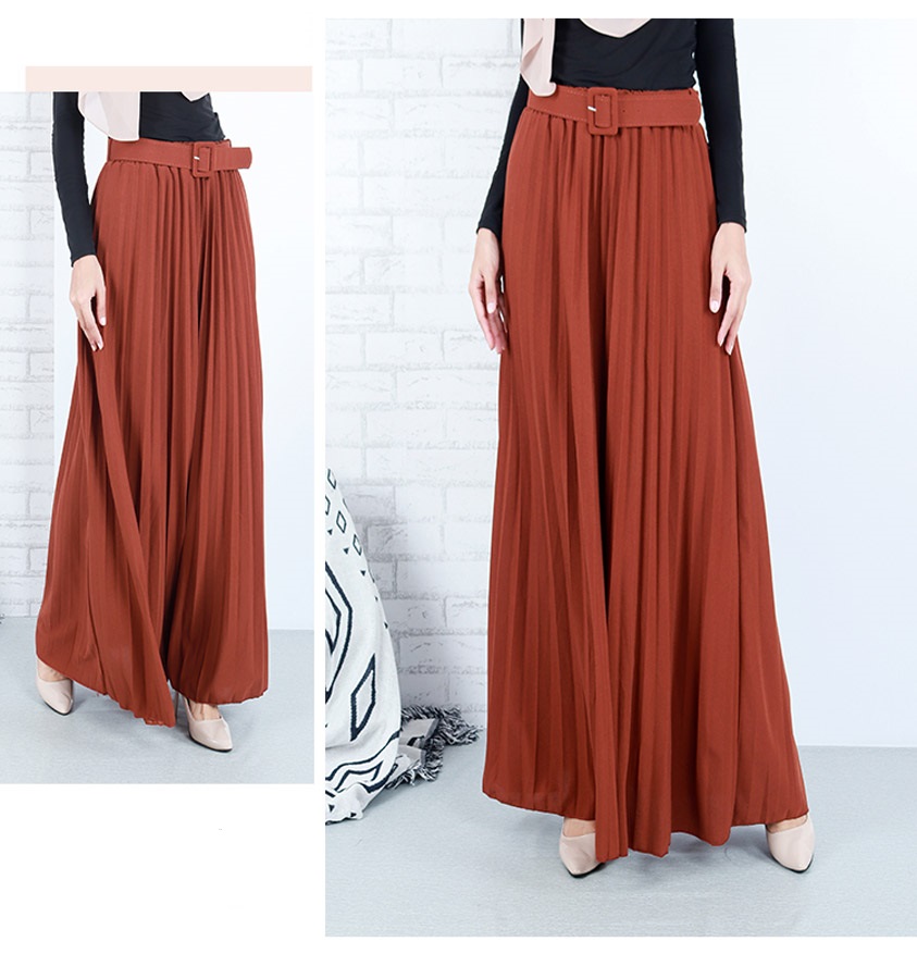 QA-658 ISABELLE PLEATED MAXI SKIRT BROWN