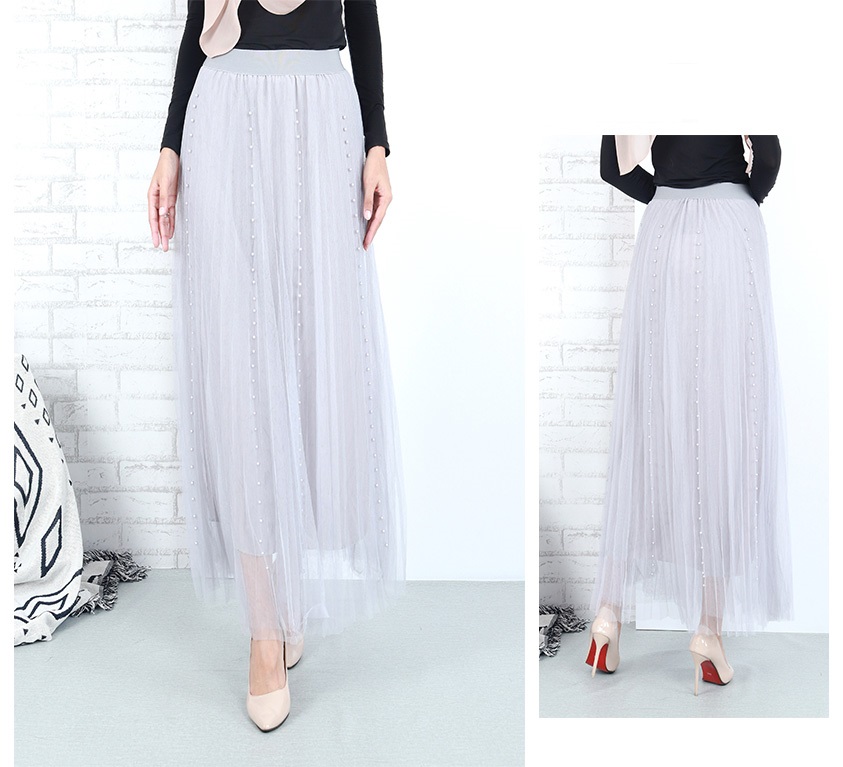 QA-660 PEARL MAXI SKIRT GREY