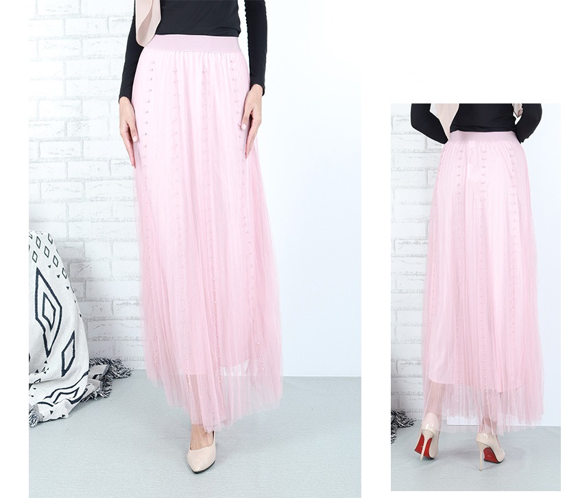 QA-660 PEARL MAXI SKIRT PINK