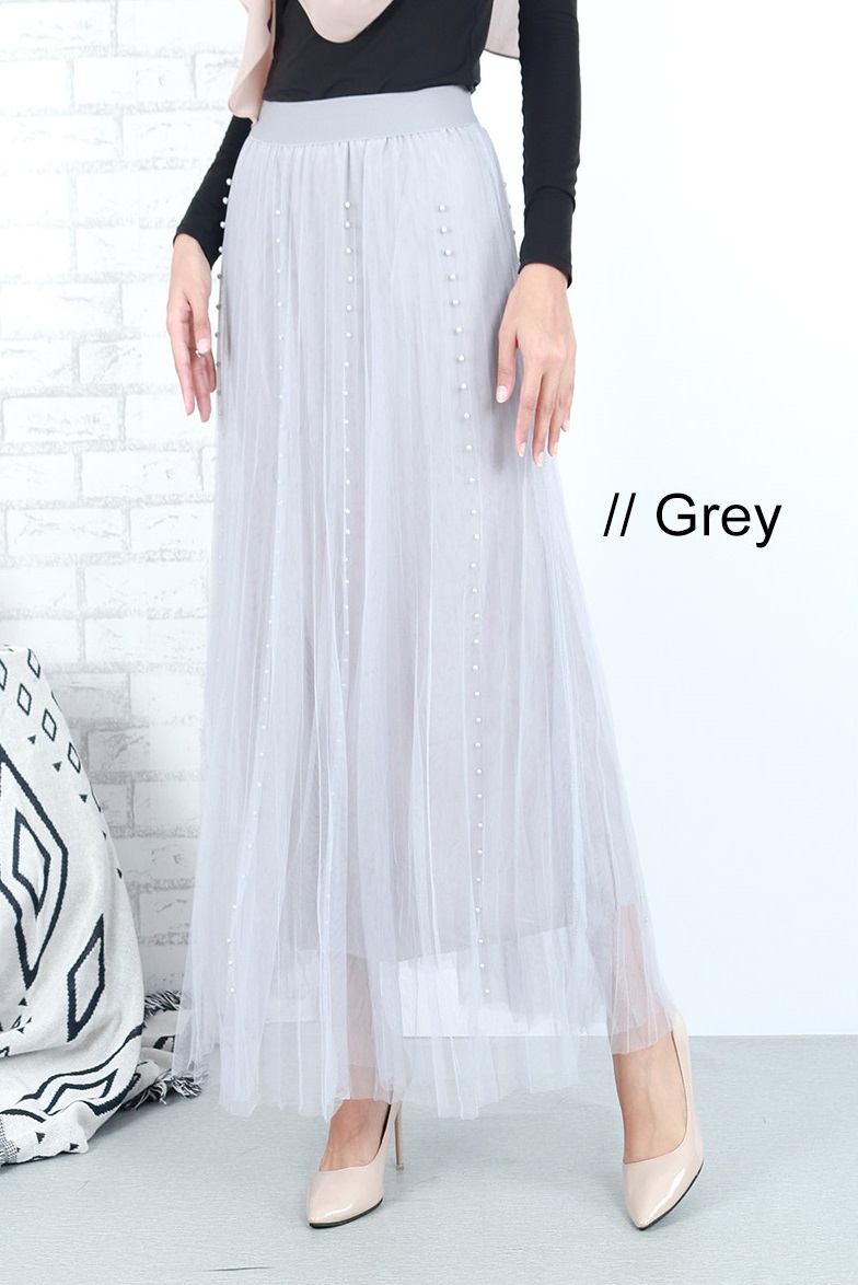 QA-660 PEARL MAXI SKIRT GREY