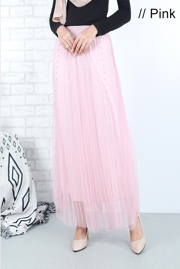 QA-660 PEARL MAXI SKIRT PINK