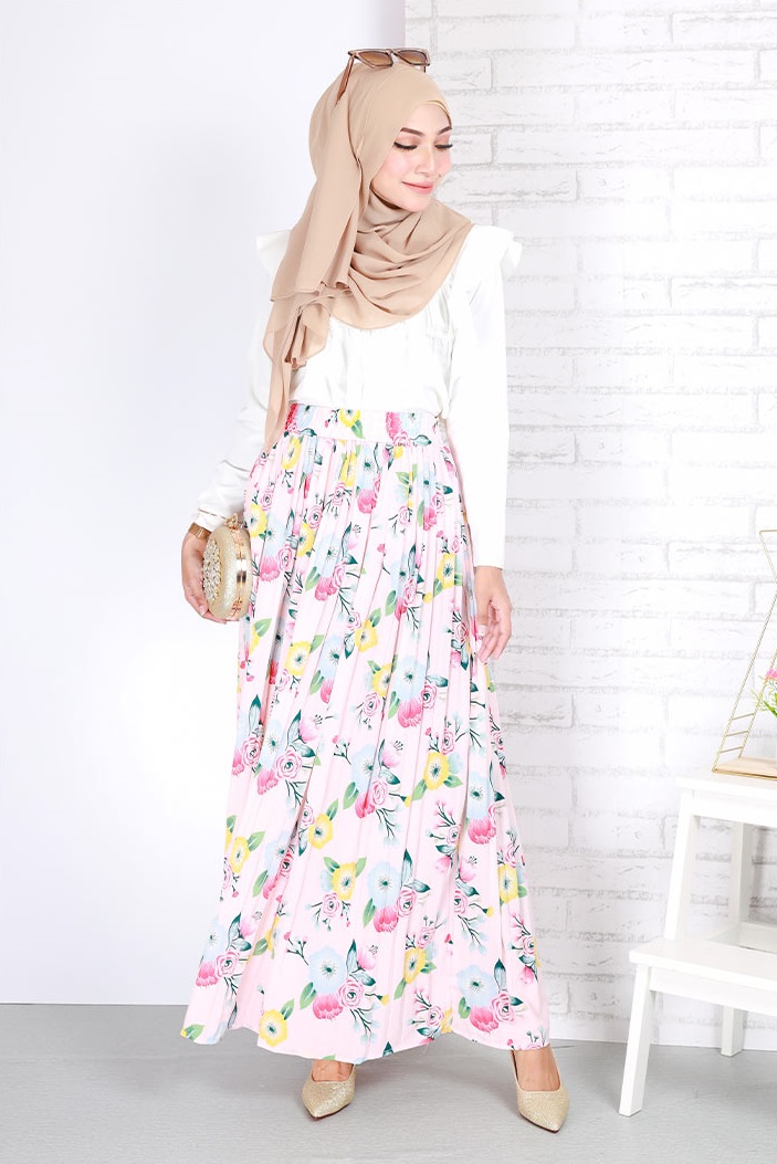 QA-678 LOVELY FLORAL PRINTED SKIRT 01