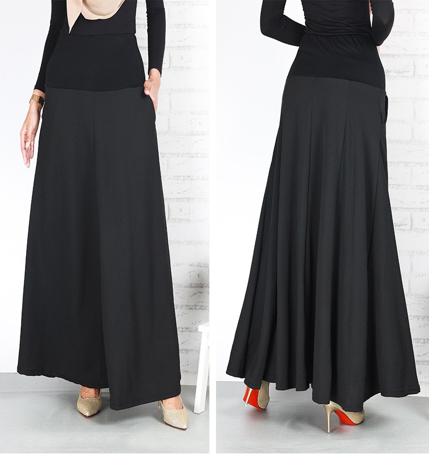 QA-679 WOMEN'S MAXI SKIRT BLACK