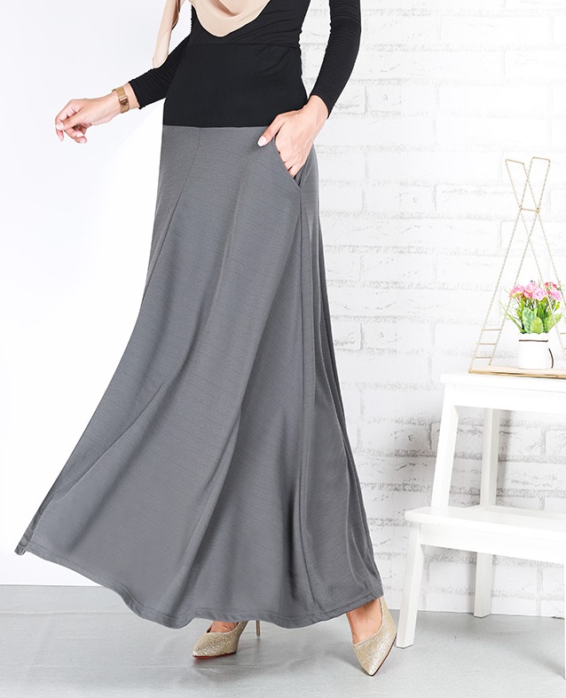 QA-679 WOMEN'S MAXI SKIRT GREY