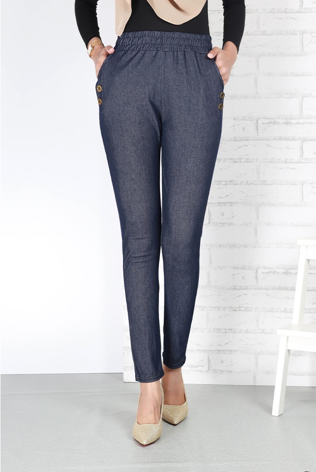 QA-682 HIGH WAIST PANTS BLUE