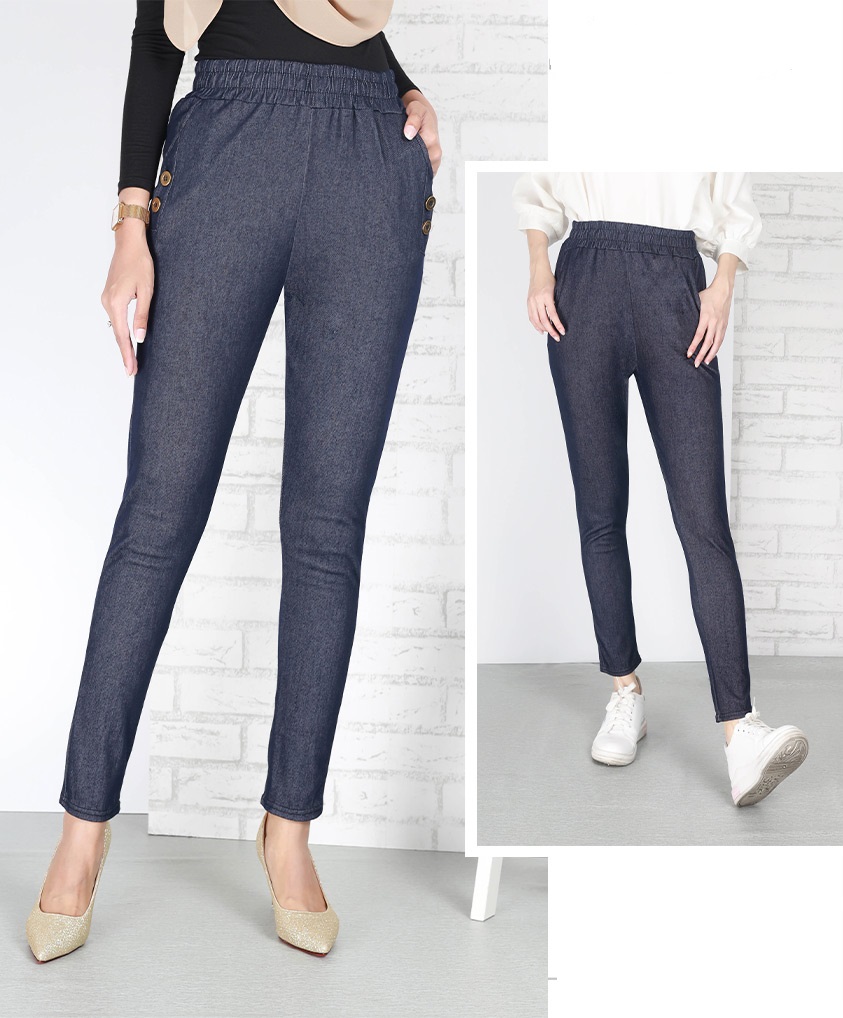 QA-682 HIGH WAIST PANTS BLUE