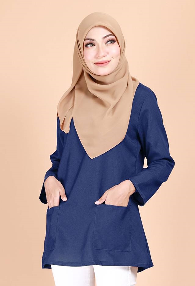 QA-692 BASIC WOMEN'S BLOUSE NAVY BLUE