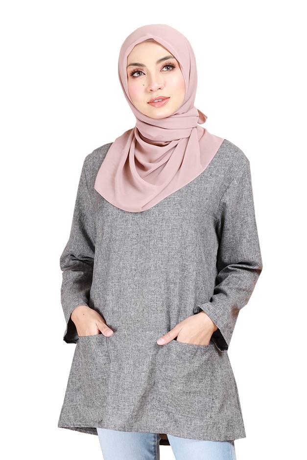 QA-692 BASIC WOMEN'S BLOUSE GREY