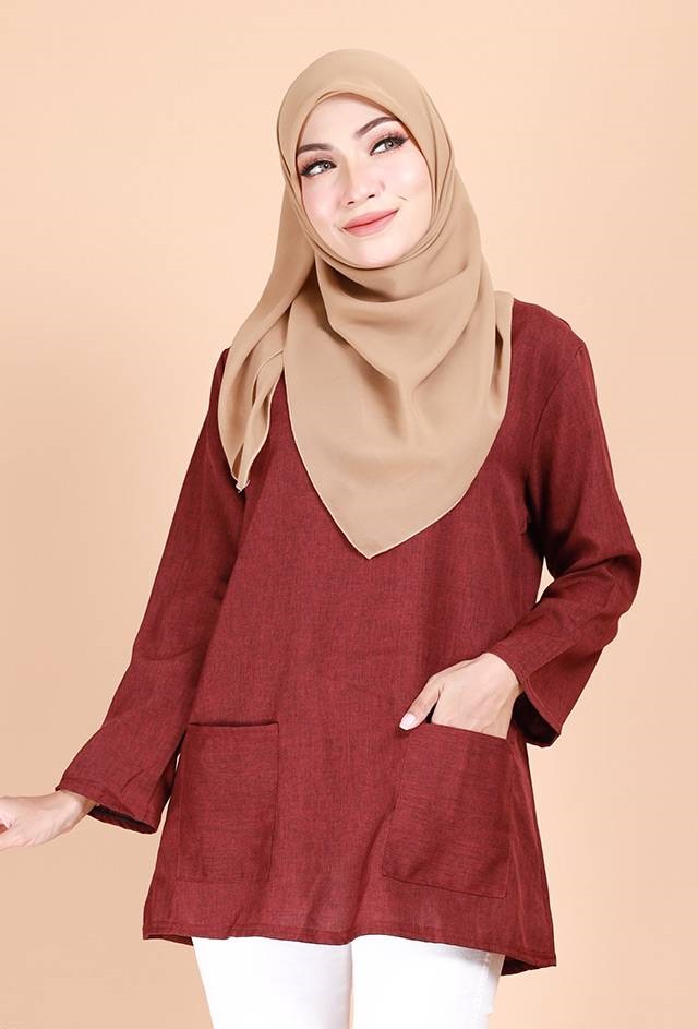 QA-692 BASIC WOMEN'S BLOUSE MAROON