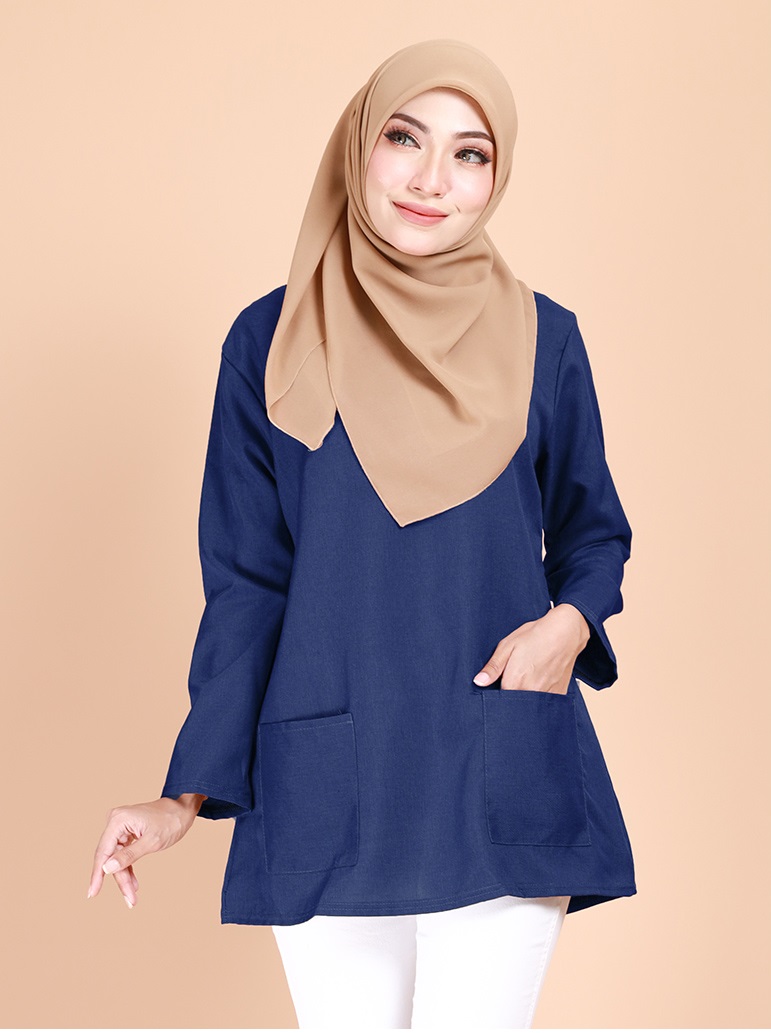 QA-692 BASIC WOMEN'S BLOUSE NAVY BLUE