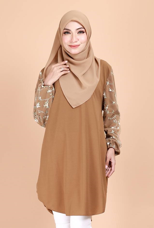 QA-693 MUSLIMAH BLOUSE BROWN