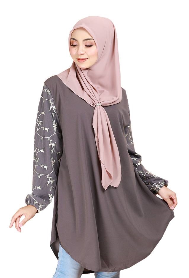 QA-693 MUSLIMAH BLOUSE GREY