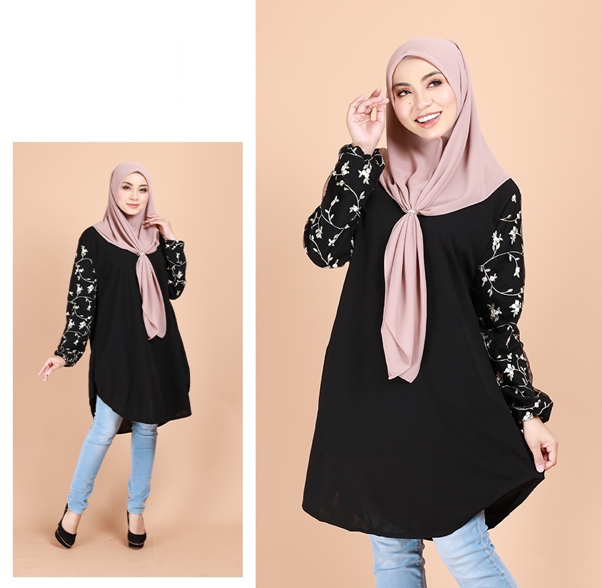 QA-693 MUSLIMAH BLOUSE BLACK