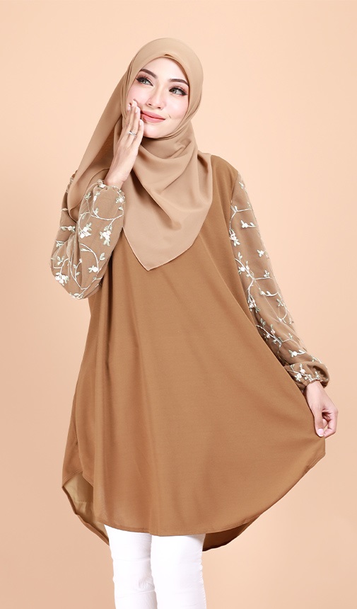 QA-693 MUSLIMAH BLOUSE BROWN