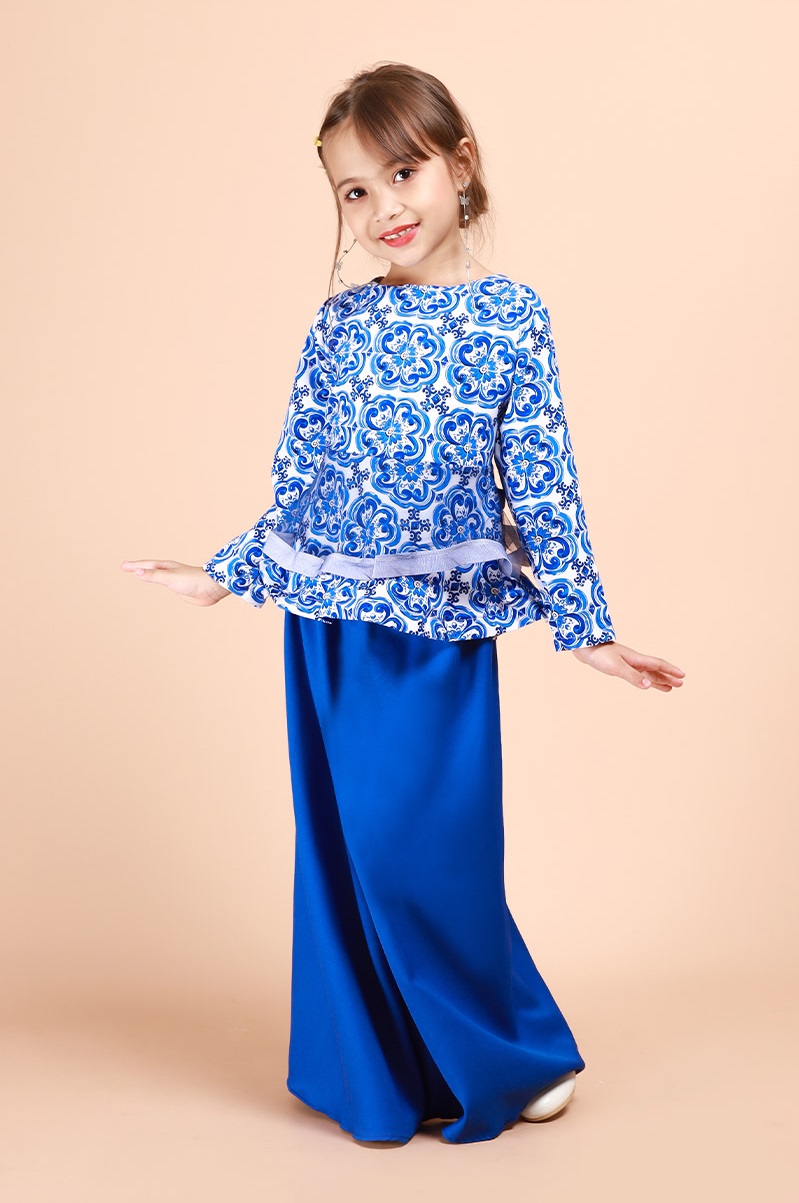 QA-696 KIDS PEPLUM KURUNG BLUE