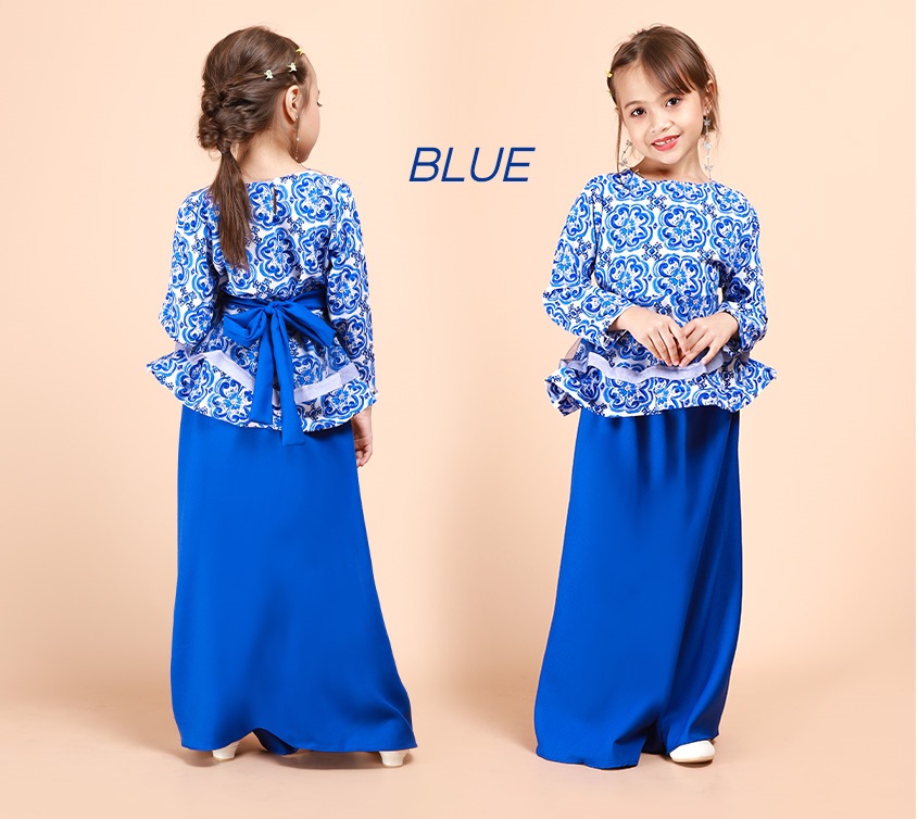 QA-696 KIDS PEPLUM KURUNG BLUE