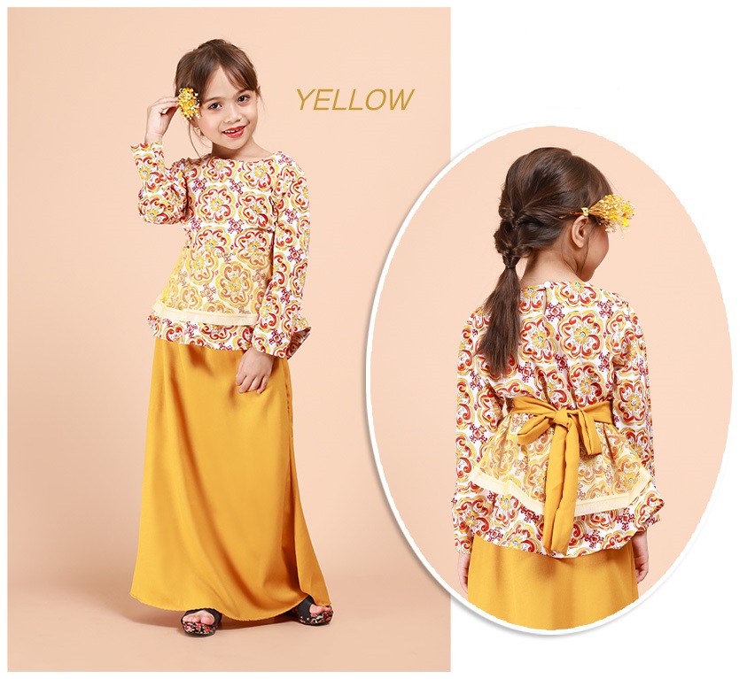 QA-696 KIDS PEPLUM KURUNG YELLOW