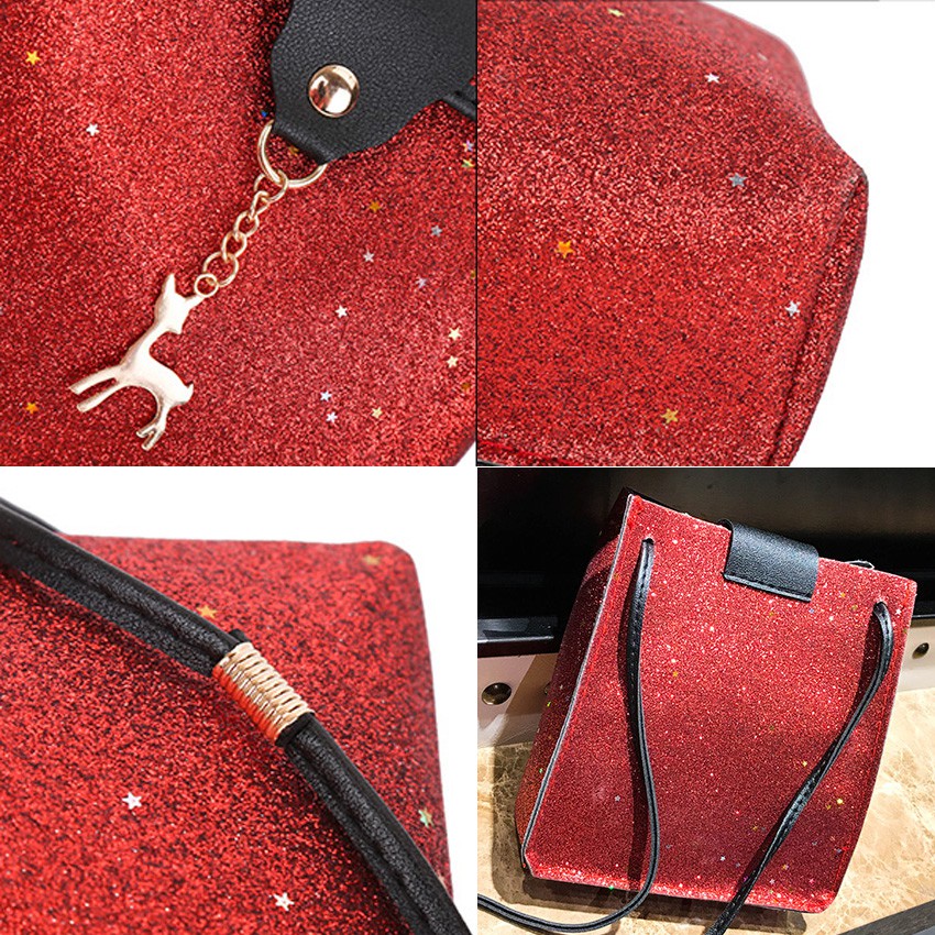 KW80524 GLITTER DEER SLING BAG RED