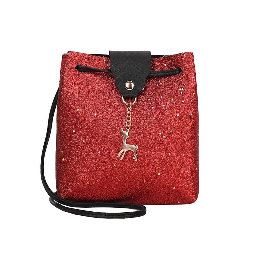 KW80524 GLITTER DEER SLING BAG RED