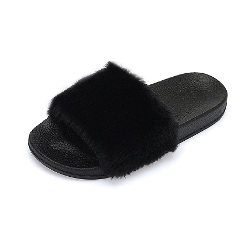 KW80536 FLUFFY WOMEN'S SHOES BLACK