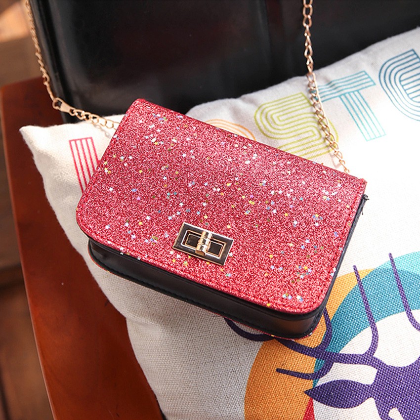 KW80547 GLITTER SLING BAG RED