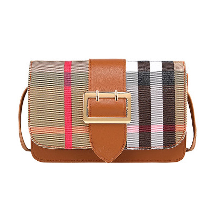 KW80554 STYLISH CHECKER BAG BROWN