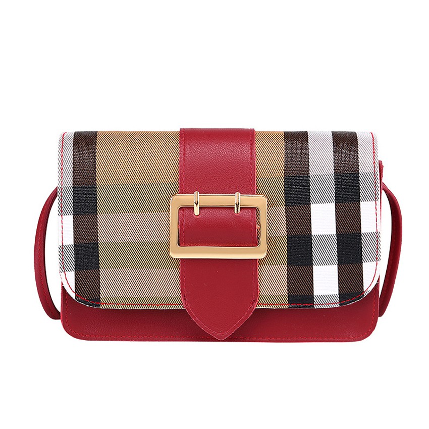 KW80554 STYLISH CHECKER BAG RED