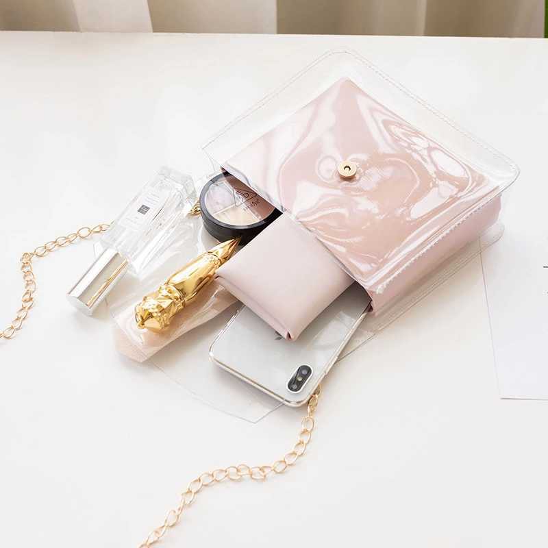 KW80556 STYLISH WOMEN'S TRANSPARENT BAG PINK