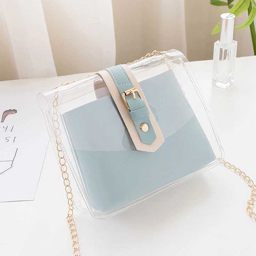 KW80556 STYLISH WOMEN'S TRANSPARENT BAG BLUE