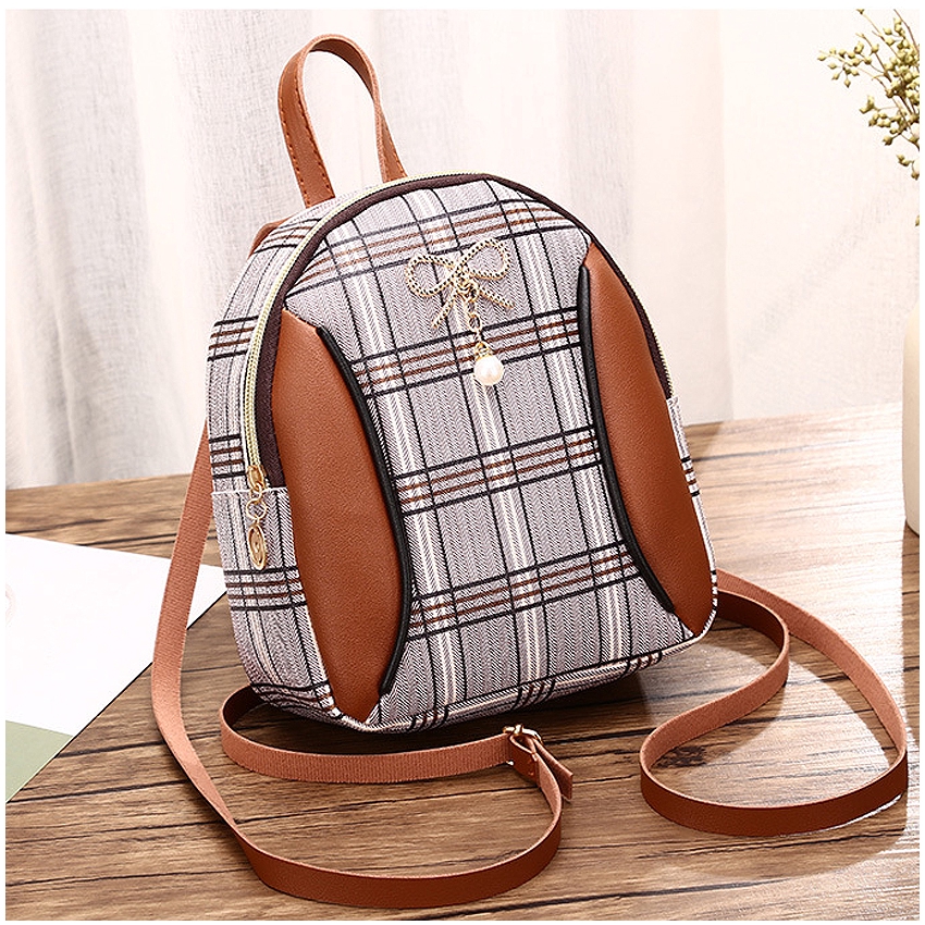 KW80567 TRENDY RIBBON BACKPACK BROWN