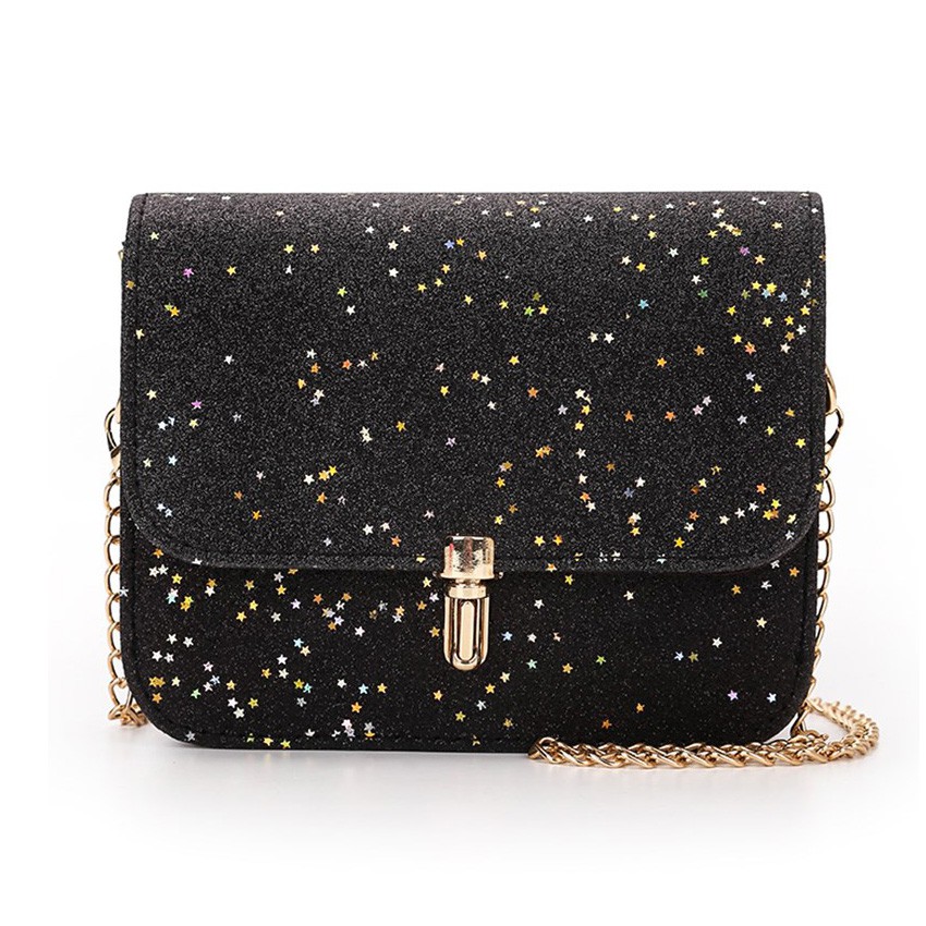 KW80588 GLITTER SLING BAG BLACK