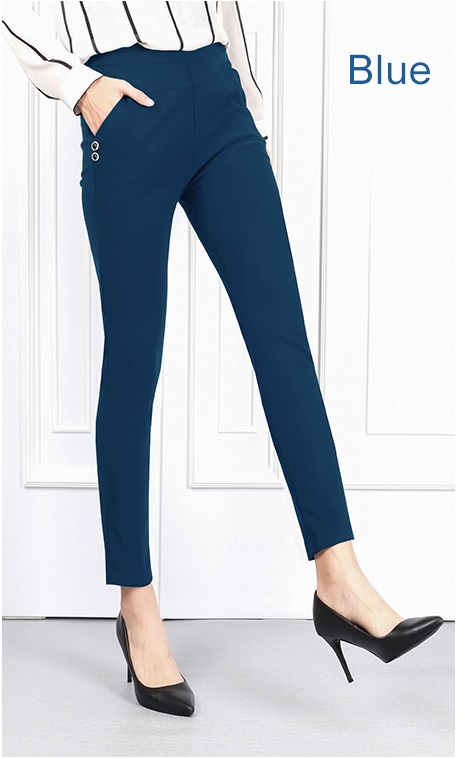 QA-711 PLUS SIZE BASIC PANTS BLUE