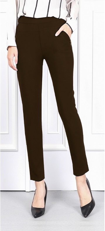 QA-711 PLUS SIZE BASIC PANTS BROWN