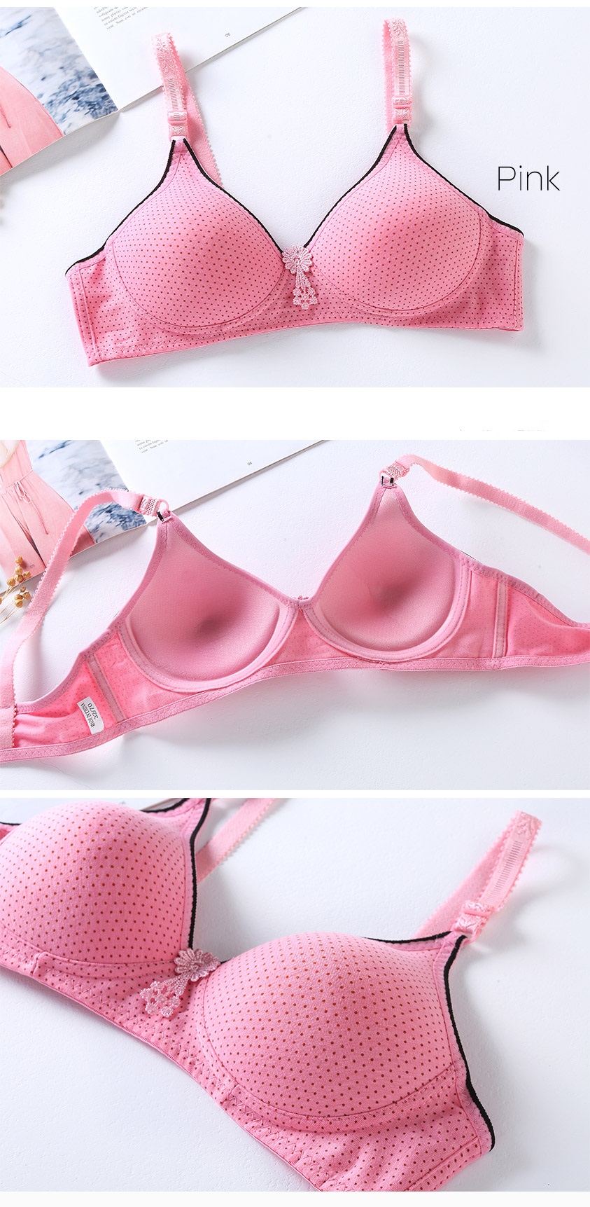 QA-712 POLKA DOT BRA PINK