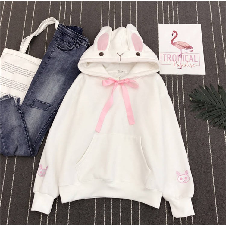 KW80713 RABBIT TRAVEL SWEATERS WHITE