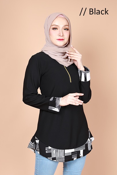 QA-733 MODERN BLOUSE BLACK