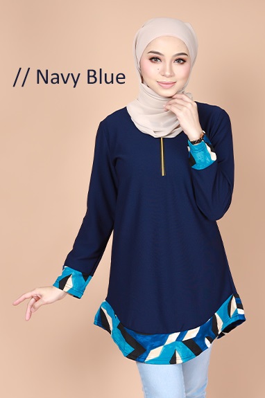 QA-733 MODERN BLOUSE NAVY BLUE