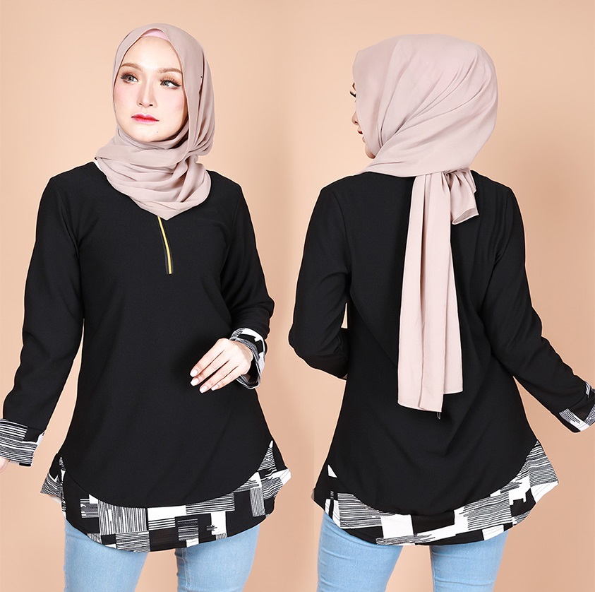 QA-733 MODERN BLOUSE BLACK