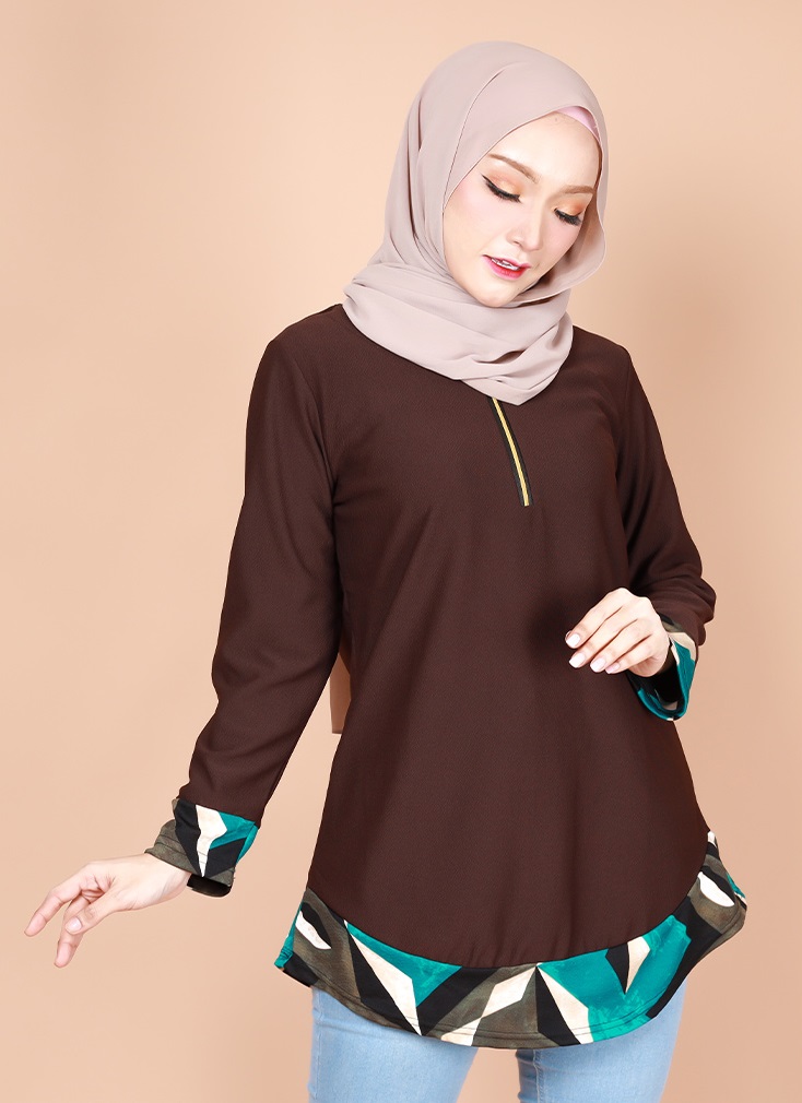 QA-733 MODERN BLOUSE BROWN